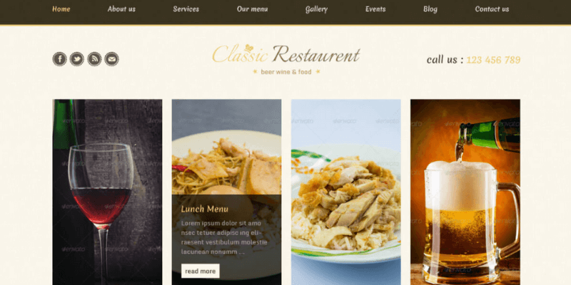 mẫu website nhà hàng mona
