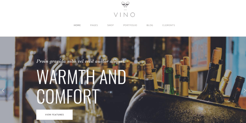 mẫu website nhà hàng vino